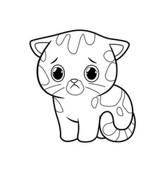 Sad Kawaii Bengal Cat Cartoon Animal Bw