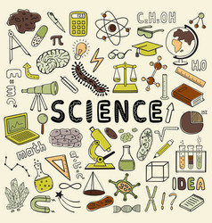 Science Set Of Colored Hand Drawn Elements