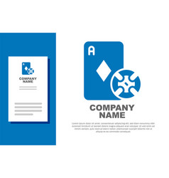 Blue Casino Chip And Playing Cards Icon Isolated