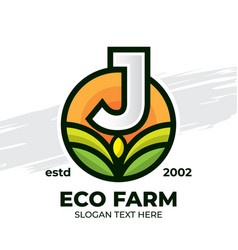 Letter J Farm Agricultural Logo Badge Template