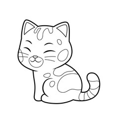 Sit Kawaii Bengal Cat Cartoon Animal Bw