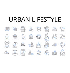 Urban Lifestyle Line Icons Collection Rural