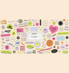 Cool Trendy Y2k Stickers Collage Pattern Smile