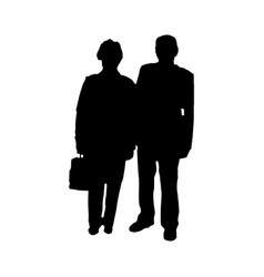 Black Silhouette Old Couple Isolated On White