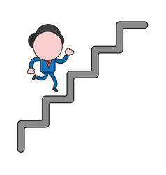 Businessman Character Running On Stairs Color