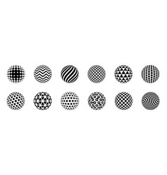 Dotted Halftone Sphere Striped And Checkered 3d