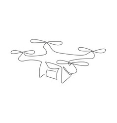 Drone One Line Drawing On White Background