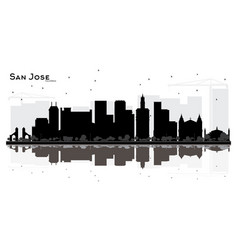 San Jose California City Skyline Black And White