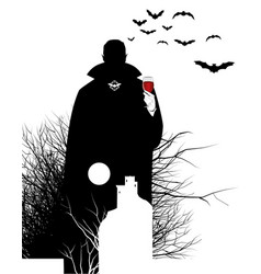 Vampire Silhouette Holding A Glass Of Wine