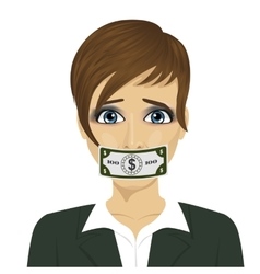 Corrupt Woman With Dollar Bill Taped To Mouth