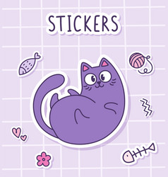 Cute Cartoon Fluffy Cat Lying On His Back Sticker