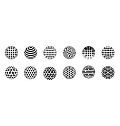 Dotted Halftone 3d Sphere Striped And Checkered