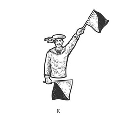 Flag Semaphore Letter E Sketch