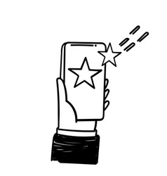 Hand Drawn Doodle Mobile Phone With Star Symbol