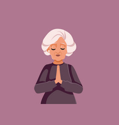 Religious Elderly Woman Praying With Faith