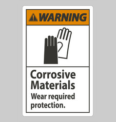 Warning Sign Corrosive Materials Wear Required