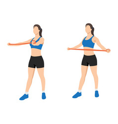 Woman Doing Reverse Fly With Long Resistance Band