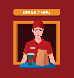 Fast Food Restaurant Worker Serving Order