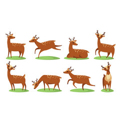 Funny Baby Deer Flat Icon Set