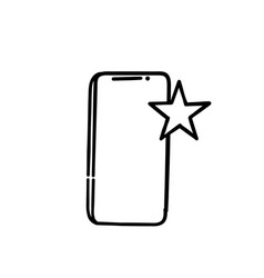 Hand Drawn Doodle Mobile Phone With Star Symbol