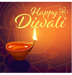 Post Card For Diwali Festival With Realistic