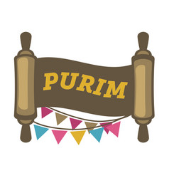 Jewish Purim Celebration Banner In Form Of Scroll