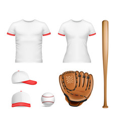 Realistic Sport Baseball Mockup Icon Set