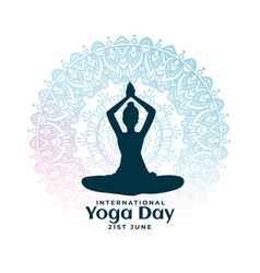 World Yoga Day Posture With Mandala Poster Design