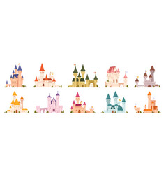 Cartoon Castles Fairytale Medieval Towers Royal