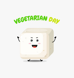 Cute Tofu Character On Vegetarian Day