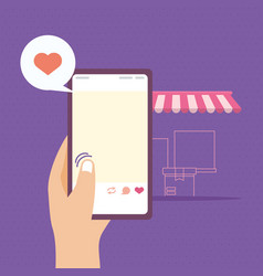 Hand With Smartphone Shopping Online