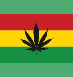 Rasta Flag With Sign Cannabis Rastaman Leaf