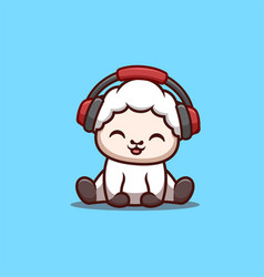 Sheep Sitting Hearing Music Cute Creative Kawaii