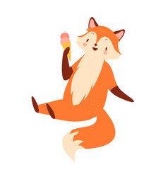 Cute Fox Eating Ice Cream