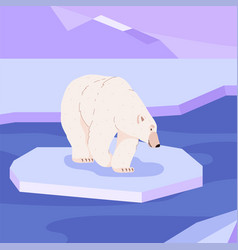 Adorable Polar Bear Walking On Ice Floe Cartoon