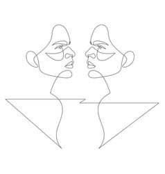 Continuous One Line Drawing Angry Woman Against