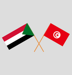 Crossed Flags Of Tunisia And Sudan