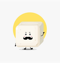 Cute Tofu Character With Mustache