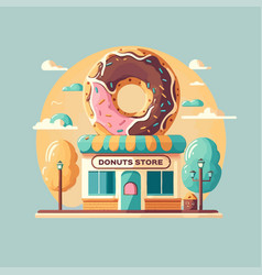 Donut Shop Bakery Store Logo Cartoon Doughnut