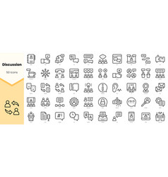 Set Of Discussion Icons Simple Line Art Style