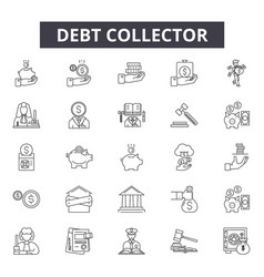 Debt Collector Line Icons Signs Set