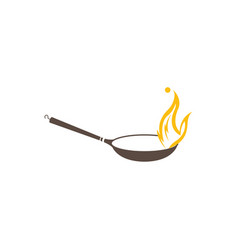 Cookware Wok Fire Icon Restaurant Chef Logo Design