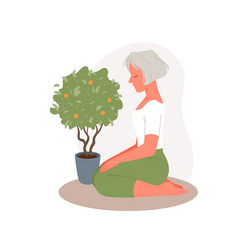 Senior Woman In Yoga Meditation Old Person