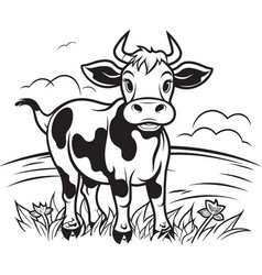 Smiling Steer Cartoon Cow Coloring Icon Design