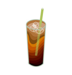 Thai Iced Tea In Tall Glass With Straw Mix