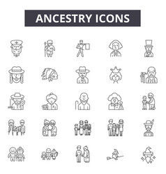 Ancestry Line Icons Signs Set Linear