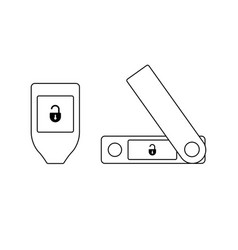 Crypto Hardware Wallet Outline Icon On White