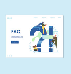 Faq website landing page design template Vector Image