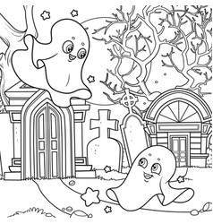 Halloween Background Of Cemetery And Crypts