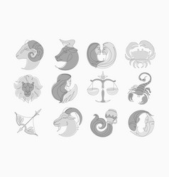 Horoscope Symbols Icons Set Aries Taurus Gemini